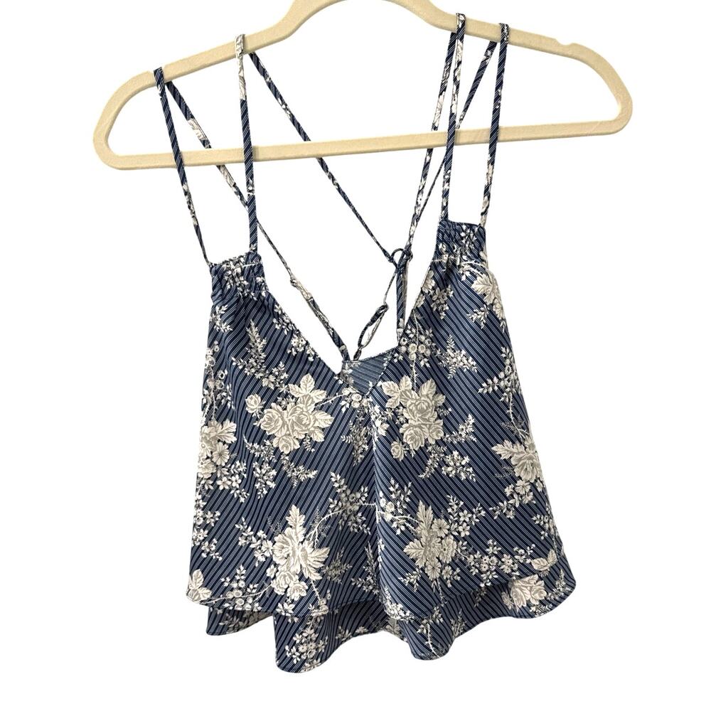 Urban Outfitters Floral Silky Cross Back Swing Top Size Women's X-Small